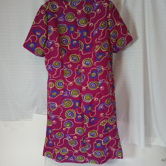 Vintage Handmade Dress Size XL Purple 1960s Retro Floral Psychedelic Swirl - Picture 8 of 12